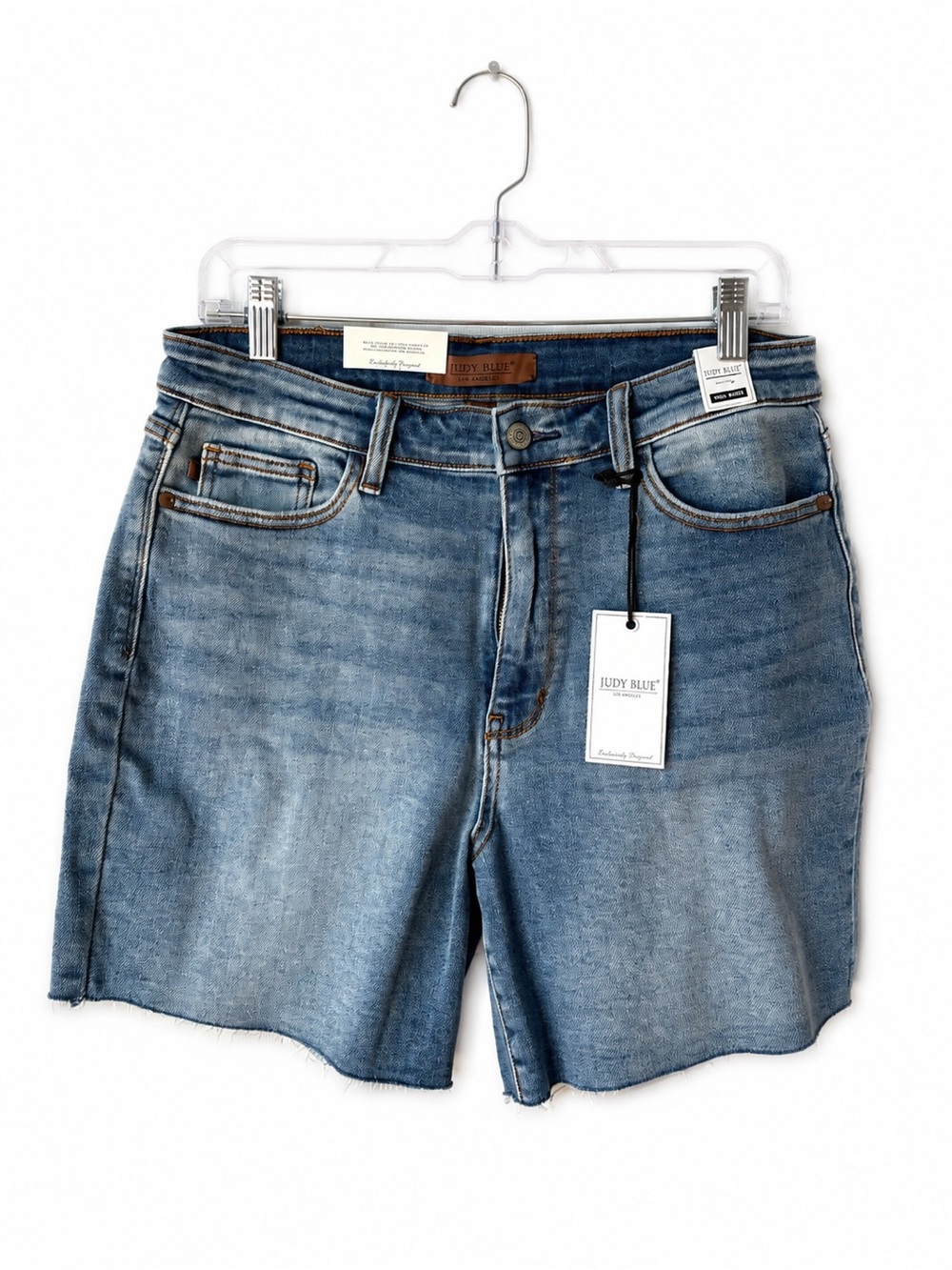 NWT Judy Blue High Waist Raw Hem Denim Shorts Light Wash Size XL